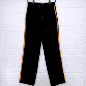 Sementa Track Pants Womens Size S Black Yellow Side Stripe Drawstring Joggers
